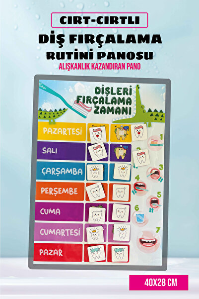 Teeth Brushing Habit Board with Velcro for Children, Teeth Brushing Training Schedule for Children, Teeth Brushing Habit