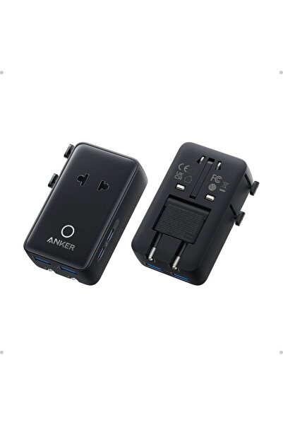 Anker Nano Travel Adapter 5 in 1, 20W, 2x USB-C, 2x USB-A, EU, UK, US, AU, Negru