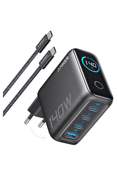 Anker Zolo 140W, Digital Display, 3x USB-C, 1x USB-A, PD 3.1, cablu USB-C inc...