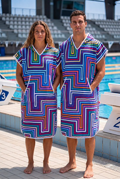 sporsuit Ervan Unisex Swimmer Training Sea Pool Hooded Arena Poncho Towel for...