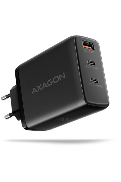 Axagon GaN cu 3 porturi (USB-A + 2x USB-C), PD3.0 / PPS / QC4+ / SFC2.0 / AFC...
