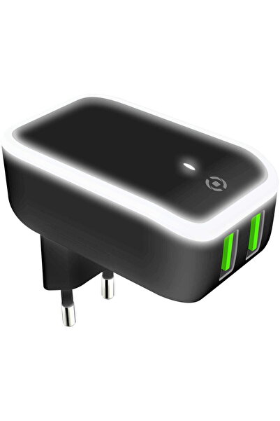 Celly TC2USBLED - Încărcător de perete cu 2 porturi USB-A și lumină de veghe ...