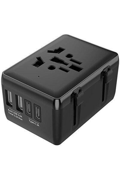 Techsuit Adaptor pentru Priza 15W, 2xUSB-C, 2xUSB, EU, UK, AUS, US - (HHt204A...