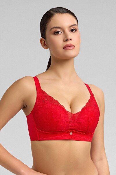 Aytuğ&Mısırlı Lace Detailed Ghost Bra Red