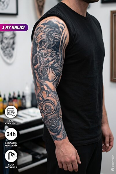BP Tattoo Yunan Heykeli Geçici Dövme Kol Dövmesi 1 Ay Kalıcı Dövme