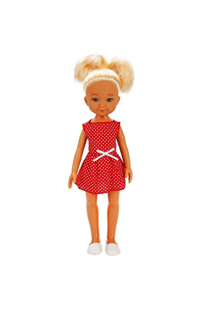 Sunman Mina Bebek 35 cm - Kırmızı Puantiyeli Elbise