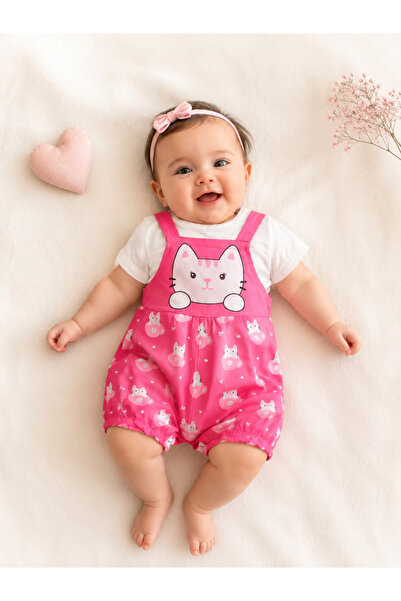minilkabebe hello kitty desen mini salopet tulum+ tişört pembe
