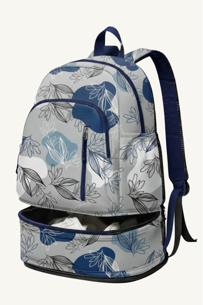 Floral Patterned Professional Sports Backpack - Waterproof Backpack with Shoe Compartment