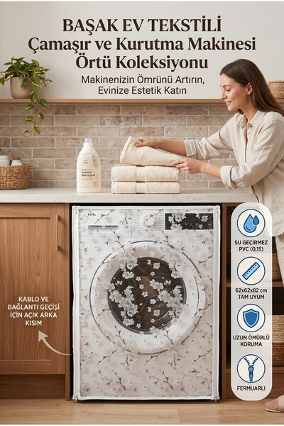 Başak Ev Tekstili Transparent Pvc Washing Machine Cover – Waterproof, Durable...
