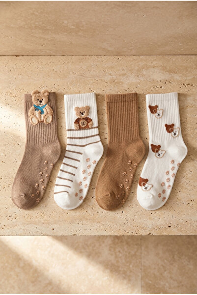Katia&Bony Παιδικές κάλτσες με σχέδιο Teddy Bear 4 τεμαχίων