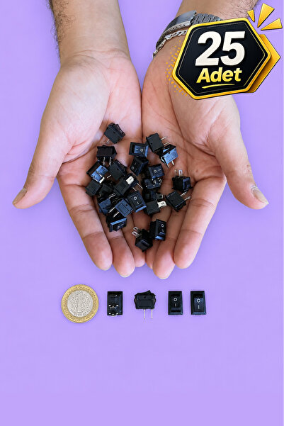 tabis Mini Kare Işıksız ON/OFF Anahtar Switch | 2 Pin | 25 adet | Küçük Boy A...