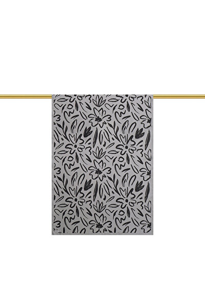 Bursa İpek Anthracite Spring Pattern Twill Silk Shawl