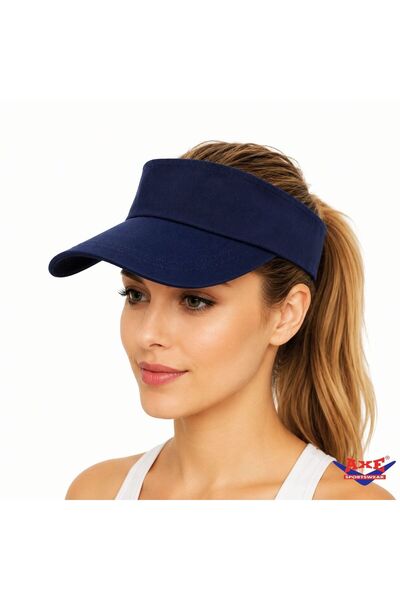 AXE SPORTSWEAR Navy Blue Adjustable Velcro Back Visor Hat Uv Sun Protection C...