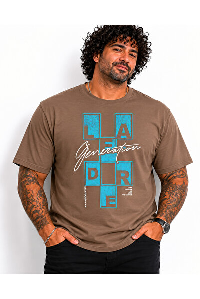 Starbattal Men's Oversized Crew Neck T-Shirt Generation 26140 Brown