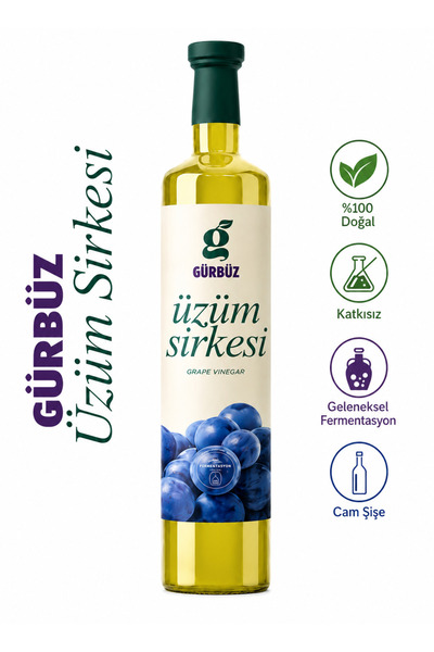 Gürbüzden Üzüm Sirkesi Doğal Fermantasyon Grape Vinegar 500 ml