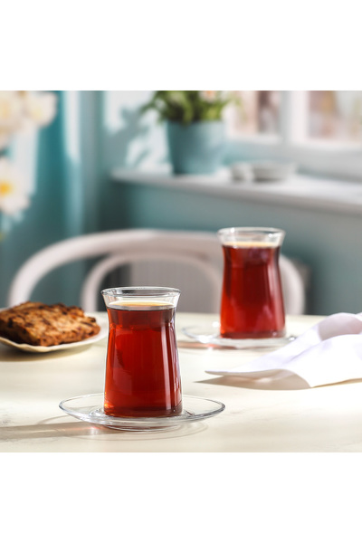LAV Vera Cam Çay Seti 6 Kişilik 180 ml (6 Çay Bardağı, 6 Çay Tabağı)