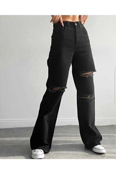 DRC trend Nana High Waist Black Ripped Jeans Black Loose Jeans Lycra Stretchy...