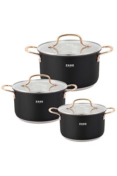 Zass Set de oale din oțel inoxidabil cu capac Zass Gourmet ZG-SCS 01 Negru