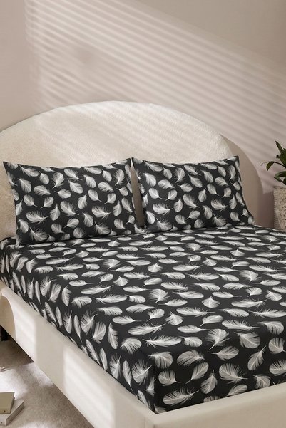 Lorien Feather Patterned Elastic Sheet Set - Single/Double/King Size