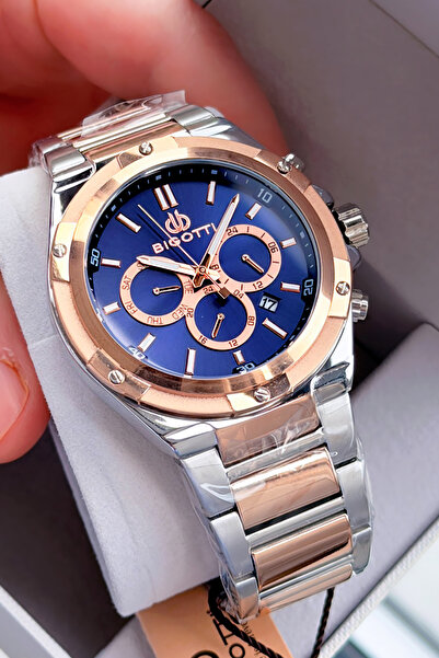 Custom Boxed 5 ATM Waterproof Men Wrist Watch Silver Rose Color Steel Band BME2019C3