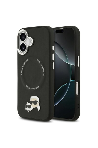 Karl Lagerfeld Husa iPhone 17 - Piele K&C Pins MagSafe (KLHMP17SPSMLRKCK) - N...