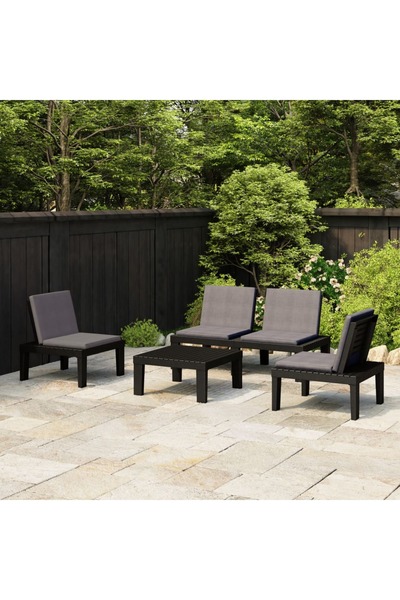 Concept Set mobilier de grădină cu perne, 4 piese, gri, plastic