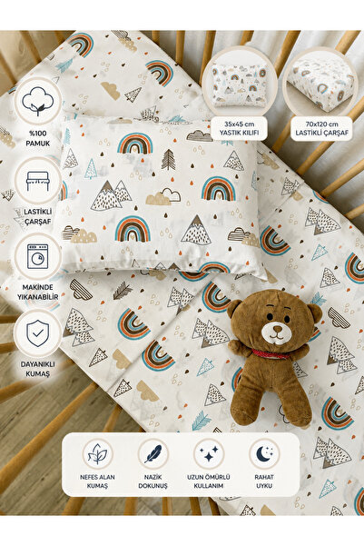 Ozz Baby Anne Yani Park Crib Bed 100% Cotton Baby Fitted Sheet (70X120X16Cm)