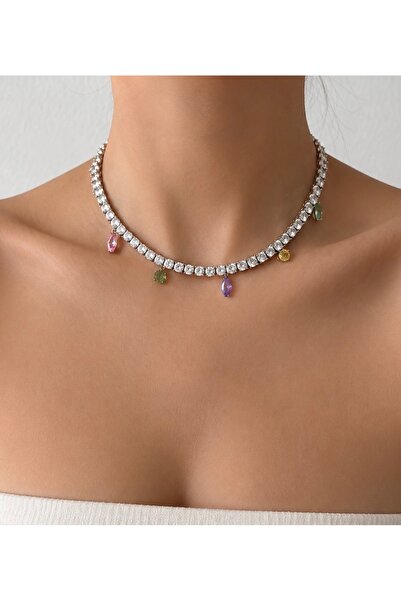Lisse.co Special Collection Arina Elevator Colorful Stone Choker Necklace
