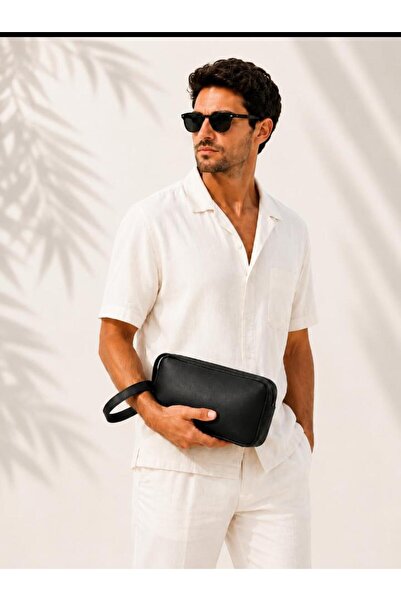 Sofia Men's Black Handbag with Zipper