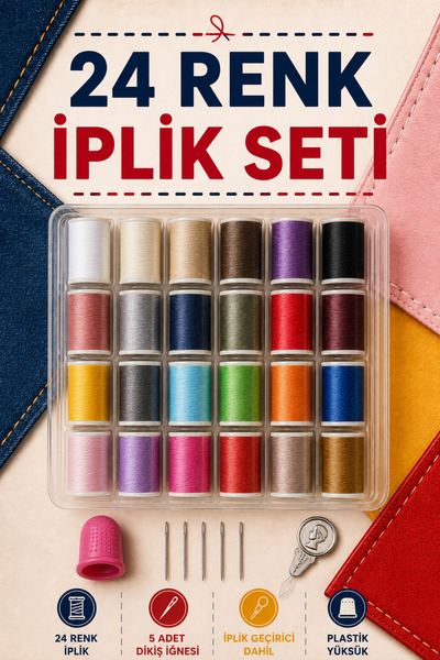 Liva Craft Art&Craft Σετ Κλωστών 24 Χρωμάτων, Μίνι Σετ που Περιλαμβάνει Κλωστ...
