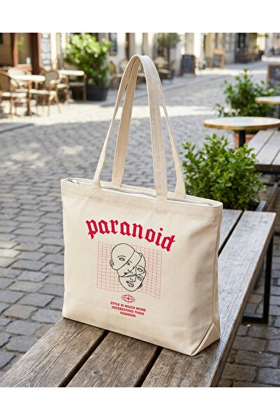 buzagi tasarım ürünleri Paranoid Zippered Lined Gusseted Canvas Bag 35 X 40 cm