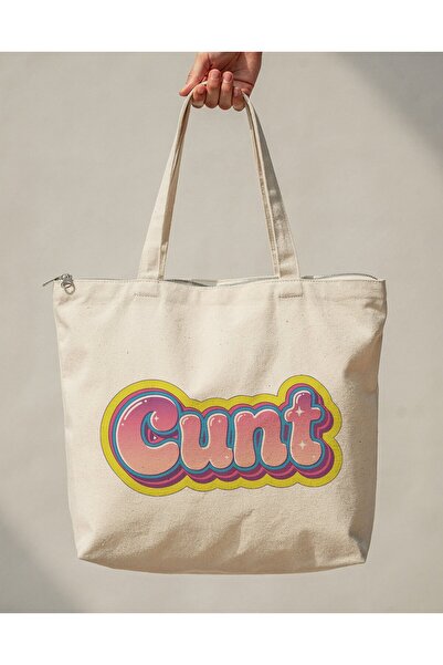 buzagi tasarım ürünleri  Zippered Lined Gusseted Canvas Bag 35 X 40 cm
