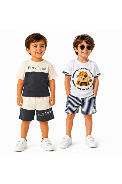 Melodikids Tricou și pantaloni scurți pentru băieți, set 2 piese, vară, bumbac