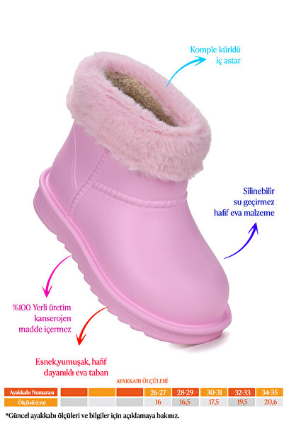 Kiko Kids Geta Su Geçirmez İçi Kürklü Kız Çocuk Eva Yağmur Kar Çizme