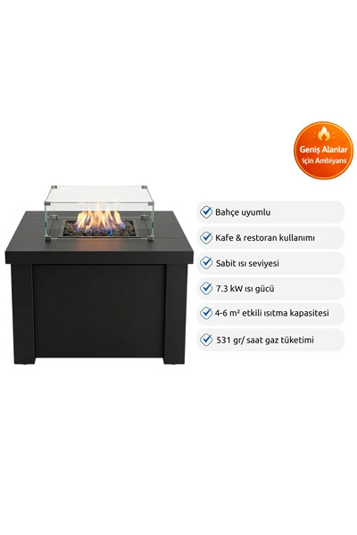 Aygaz Lhotse 817-S LR Dış Mekan Isıtıcı - Lav Taşlı - Siyah