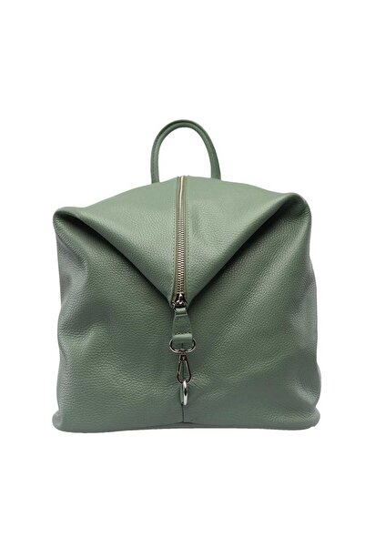 TORO NERO Rucsac de damă din piele naturală verde Zip and Glow