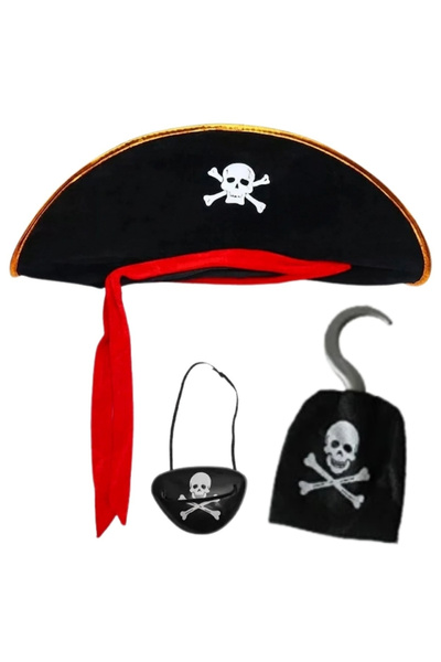 ReilaParty Pălărie Căpitanul Jack Sparrow - Cârlig - Mască pentru ochi Set de...