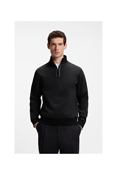 BOSS Yüksek yakalı pamuklu sweatshirt
