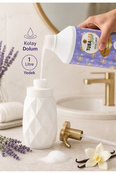 TUBALİFE Foaming Hand Soap with Lavender and Vanilla, Herbal Ingredients, 1000 ml