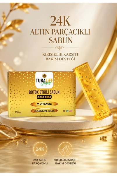 TUBALİFE 24K Gold Particle Botox Effect Anti-Wrinkle Skin Rejuvenating Facial Soap 100 Gr