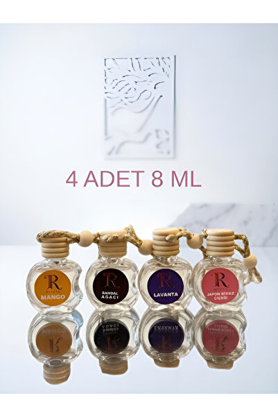 Revilya 8 ml 4'lü Premium Araba Kokusu Seti (Mango, Lavanta, Sandal Ağacı, Ki...