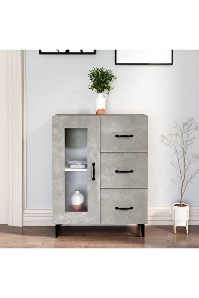 Concept Servantă, gri beton, 69,5x34x90 cm, lemn compozit