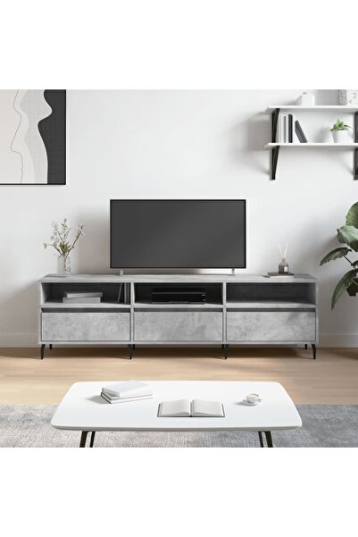 Concept Comodă TV, gri beton, 150x30x44,5 cm, lemn prelucrat