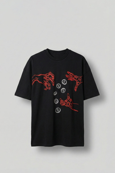 ablukaonline Men's Lose Out Printed Oversize T-Shirt Black