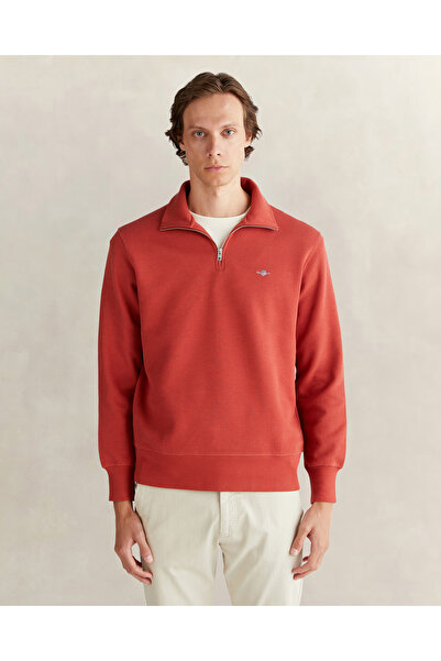 Gant Erkek Kırmızı Regular Fit Yarım Fermuarlı Sweatshirt
