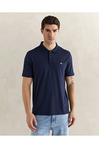 Gant Erkek Lacivert Regular Fit Logolu Polo Yaka T-Shirt