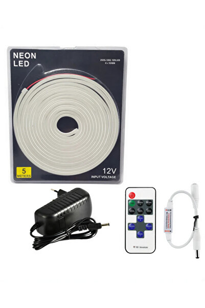 POWERR LED AYDINLATMA 5 Metre 12 Volt 6x12 mm Esnek 3000K Günışığı Neon Led 1...