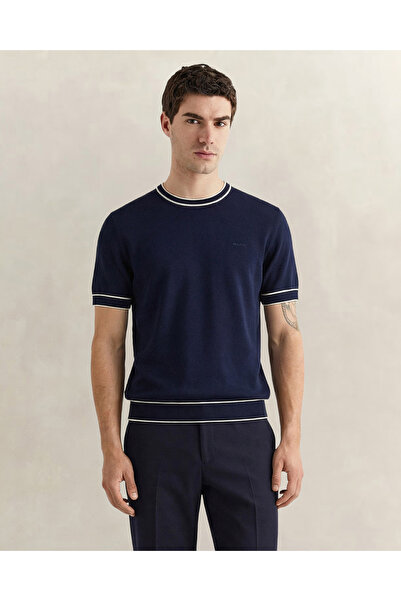 Gant Erkek Lacivert Regular Fit Bisiklet Yaka Kazak