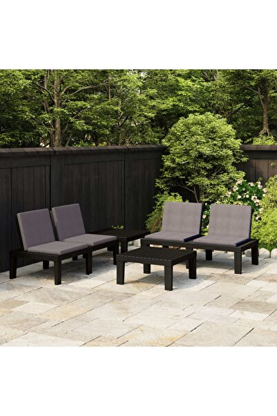 Concept Set mobilier de grădină cu perne, 4 piese, gri, plastic