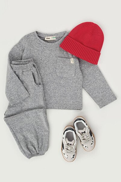 Mioma Kids تي شيرت رمادي أساسي